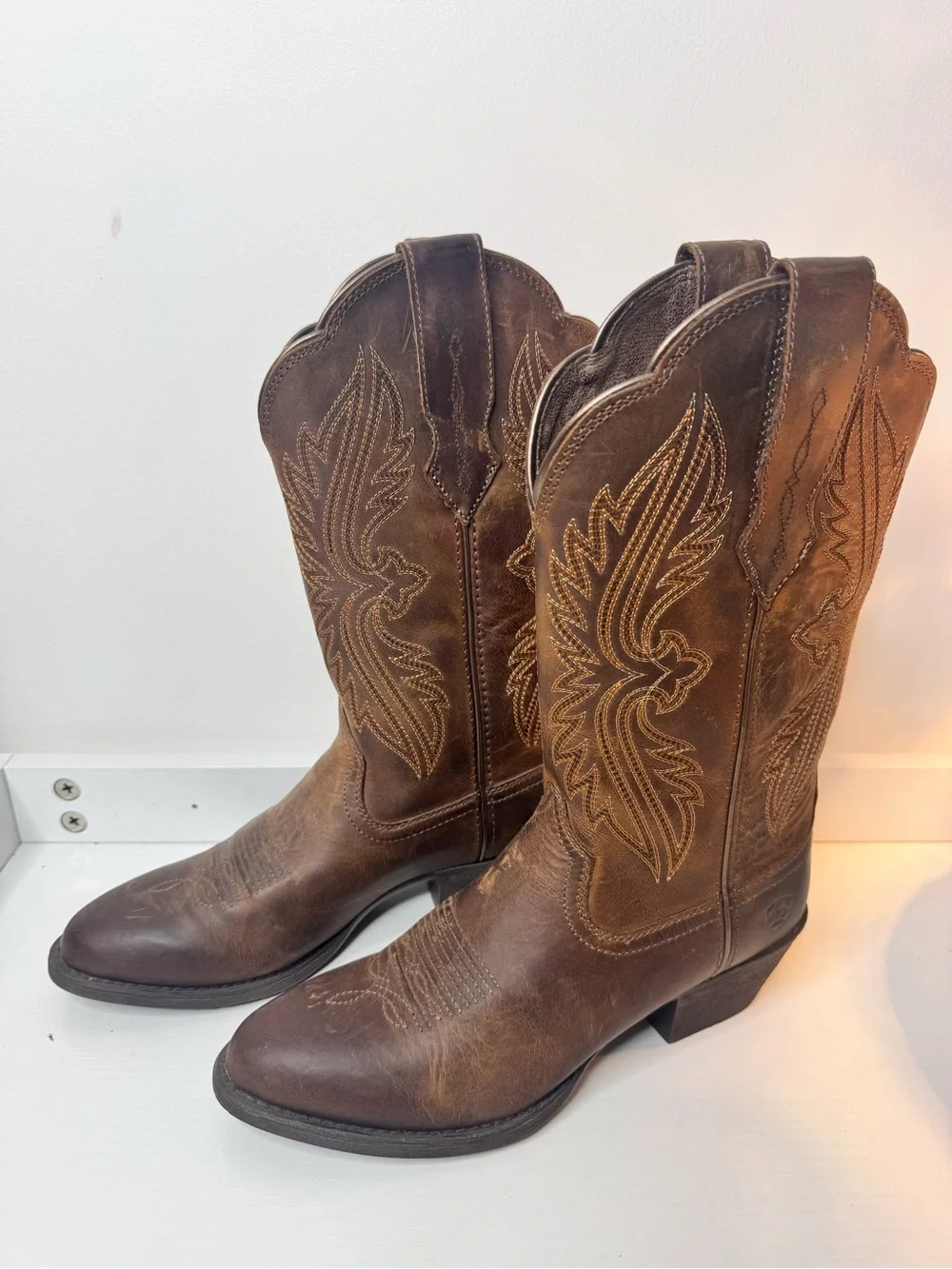 NWOT Ariat Brown Embroidered Leather Western Cowboy Boots - Picture 7 of 8